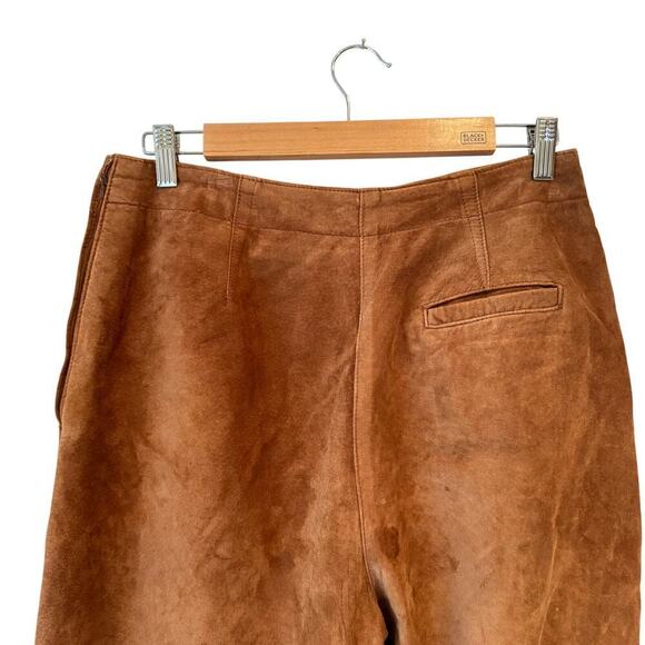 Vtg First Issue Womens Leather Pants Size 12 Tan Western Yellowstone Barrel Leg - Picture 8 of 10